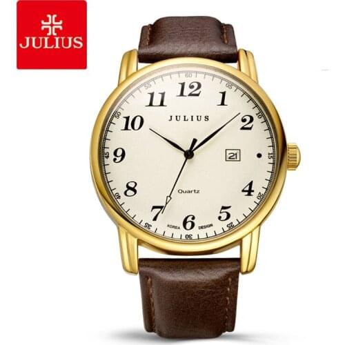 Julius Brand Mens Business Leather Watches Clock Men Sports Couple Watch Waterproof Date Quartz Wrist Watch Relogio Masculino