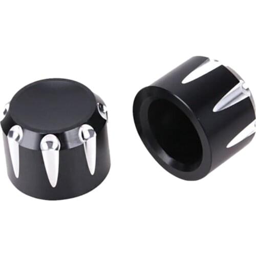 Black CNC Cut Front Axle Cap Nut Cover for Harley Electra Glide Sportster Dyna