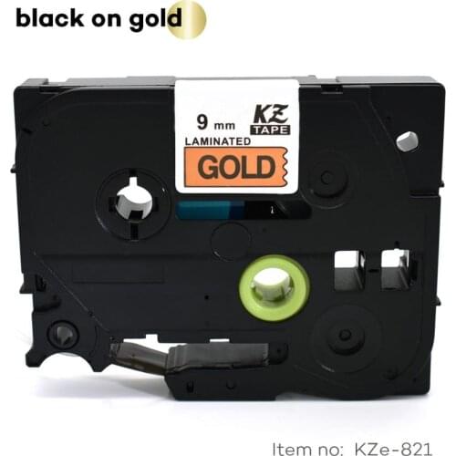 CIDY Tze 821 Tz821 Black on gold Laminated Compatible P touch 9mm tze-821 tz-821 tze821 Label Tape Cassette Cartridge