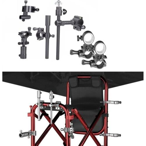 Alloy Fishing Rod Holder, Light/Flashlight/Lamp Mount Rack Clip, 32-27cm Fishing Lure Box Support Bracket for Fishing Chairs