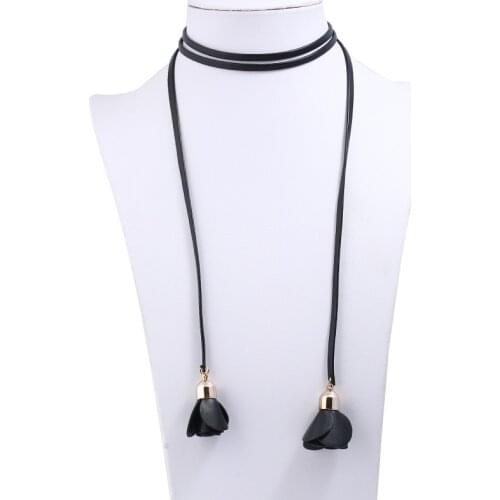 Long Leather Necklace Women 80cm Adjustable Black Red Brown Ethnic Punk Simple Minimalist Collares En Cuero Mujeres Moda Mujer