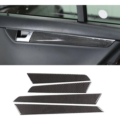 For Mercedes Benz C Class W204 2007 2008 2009 2010 2011 2012 2013 Car Carbon Fiber Interior Door Handle Panel Strips Cover Trim