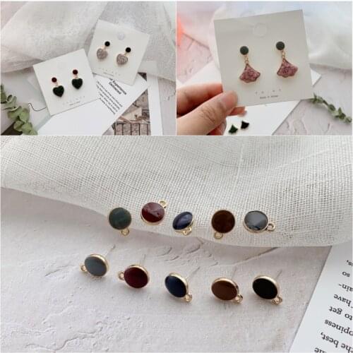 Mo Landi color alloy round drop S925 silver stud earrings diy handmade earrings material accessories