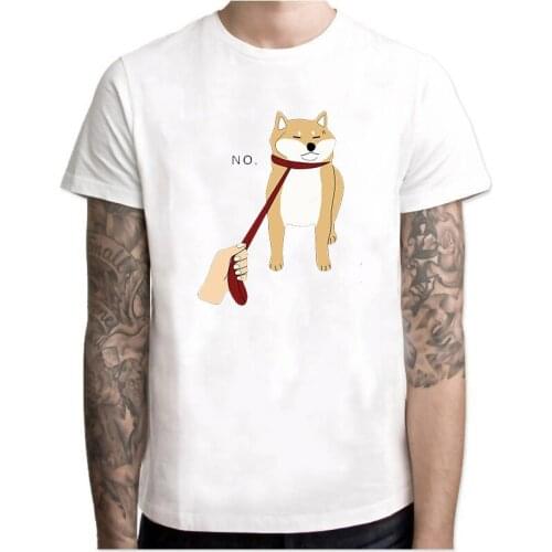 Shiba Inu No Japan Cool Short Sleeves Ulzzang Harajuku Fashion Vintage Aesthetic Cotton Summer Tops for Men Funny T Shirts
