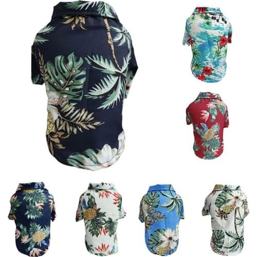 Summer Pet Printed Clothes For Dogs Floral Beach Shirt Jackets Dog Coat Puppy Costume Cat Spring Clothing Pets Outfits