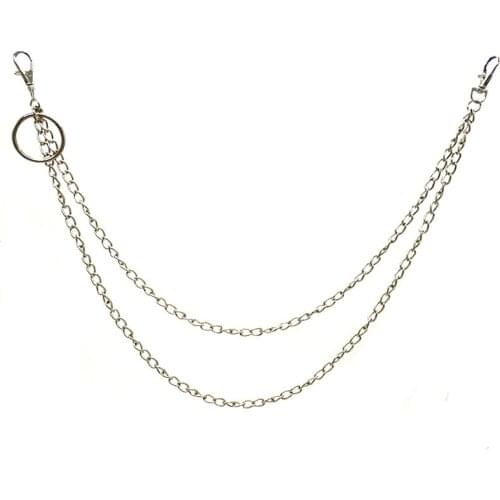 Fashion Punk Hip-hop Trendy Belt Waist Wallet Chain Male Pants Keychain Men Jeans Punk Silver Metal Trousers KeyChains