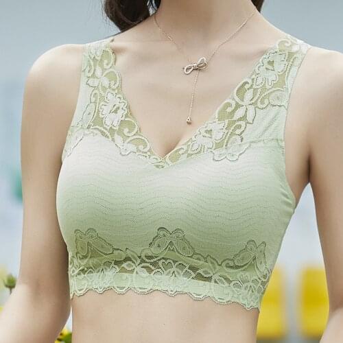 On Thin Under Thick French Style Wireless Triangle Cup Women Bralette Lace Underwear Bra Seamless Underwear Soft Deep V Bre