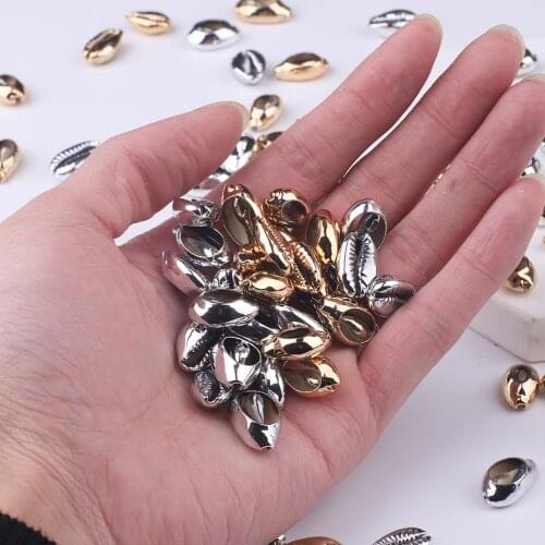 New2020 10Pcs/lot 9x14mm-12x20mm Gold/Rhodium Natural Color Shell Conch Beads Tribal Jewelry Craft Accessories Without Holes DIY