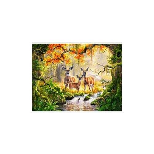 Full square diamond mosaic forest deers embroidery painting rhinestone wall sticker decoration diamond art needlework handcraft
