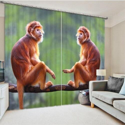 Curtains Monkey print Luxury Blackout 3D Wdowin Curtains For Living Room kids Bedroom Drapes cortinas Rideaux Customized size