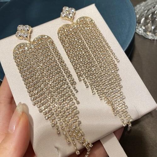 Heart Shaped Love Earrings For Women Luxurious Line Tassel Long Fashion Jewelry Girls Luxury Pink Crystal Zircon Wedding Gift