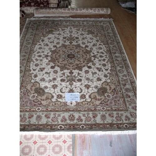 Free shipping 6'X9' 160Line Hand-knotted Wool Oriental Persian Rug handmade persian carpet with deduction character light green