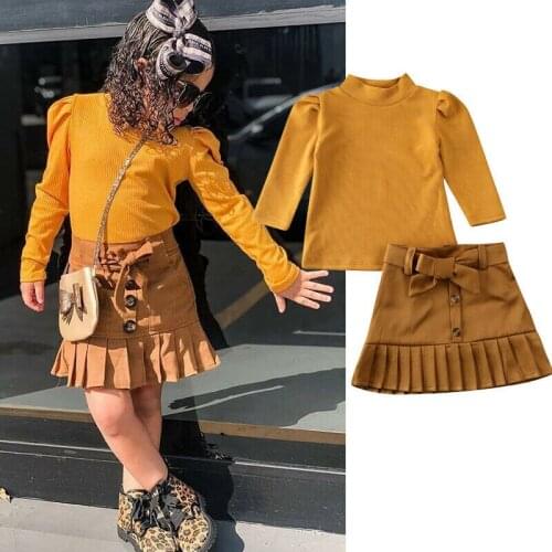 Girls Warm Suit 2020 New Autumn Fashion Childrens Clothing Girls Sweater Sweatshirts Tops Bowknot Ruffles Sashes Skirts