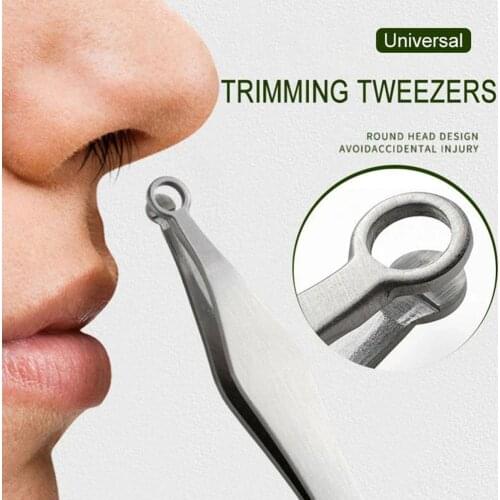Universal Nose Hair Trimming Tweezers Round Tip Eyebrow Hair Steel Perfectly Removal Tweezer Nose Tweezers U9Y1
