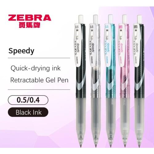 Zebra SARASA Speedy Retractable Gel Pen JJZ33 0.4/0.5mm Black Ink Soft Rubber Pen Grip School Supplies Stationery