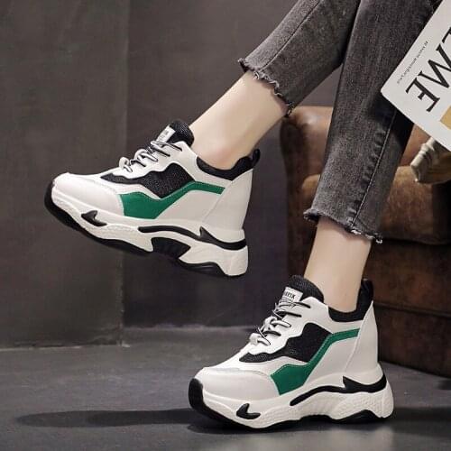 Women Chunky Sneakers Vulcanize Shoes Korean Fashion New Female Black Red Platform Thick Sole Casual Shoes Woman Sneakers 9cm