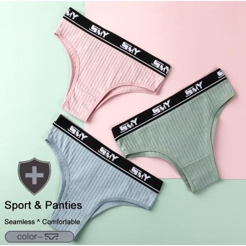 Womens T-Back Briefs Style Panties Female Sexy Cotton Seamless Soft Plus Size Underwear Low Rise Letter Belt Thong Lingerie