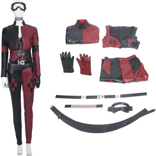 Suicide 2 Quinzel Cosplay Joker Girl Costume Halloween Carnival Clothes Adults Women Outfit Accessories