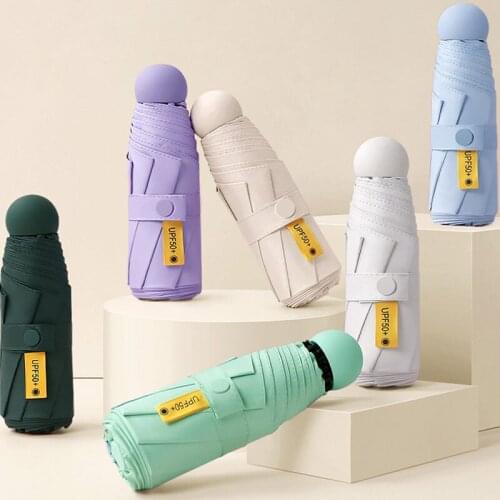 Womens Sunscreen Anti-UV Sunshade Sun Umbrella Dual-use Mini Folding Ultra Light Compact Portable Umbrella Capsule Sun Umbrella