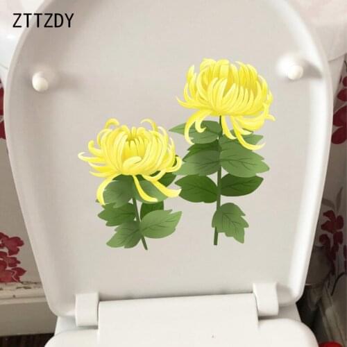ZTTZDY 23.7*22.4CM Flowers Autumn Daisy Fashion Toilet Sticker Home Room Wall Decals Decor T2-0382