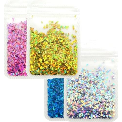 1 Bag Holographic Moon Shape Nail Glitter Flakes Sparkly Laser Sequins Nails Art Super Thin Paillette Gel Manicure Decoration
