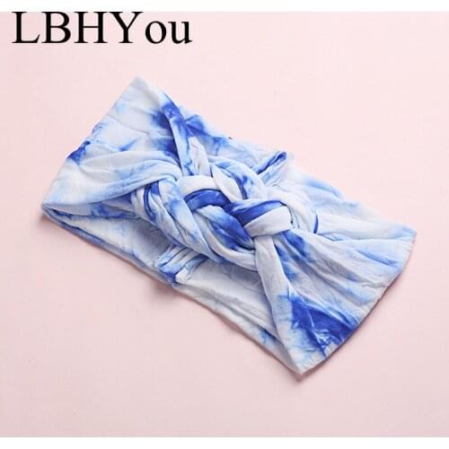 1PCS Baby Girls Cross Die-Tye Nylon Headbands Rainbows Prints Infants Nylon Hairbands Toddler Hair Wear