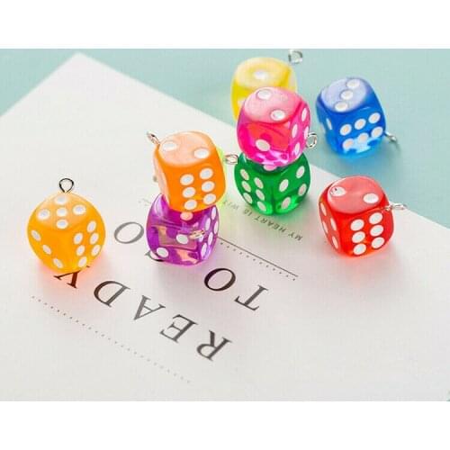 10Pcs/lot 14mm Miniature Dice Resin Craft Resin Cabochon DIY Earring Pendants Making Accessories Charms