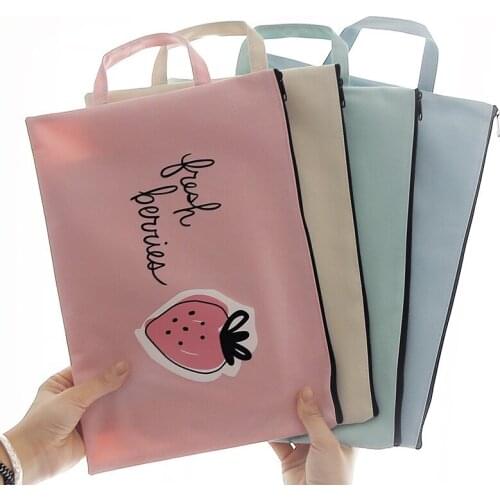 100pcs/lot Cute Fruits A4/A5 Zipper Document Bag Business Briefcase Storage File Folder for Papers Stationery Student Gift L1156