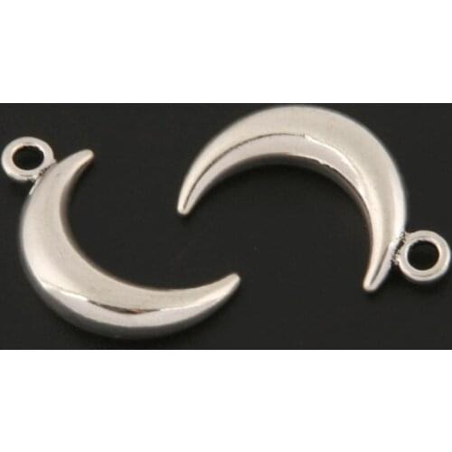 20pcs Charms Moon Silver Color Pendant For Metal DIY Handmade Jewelry Making Findings Accessorie