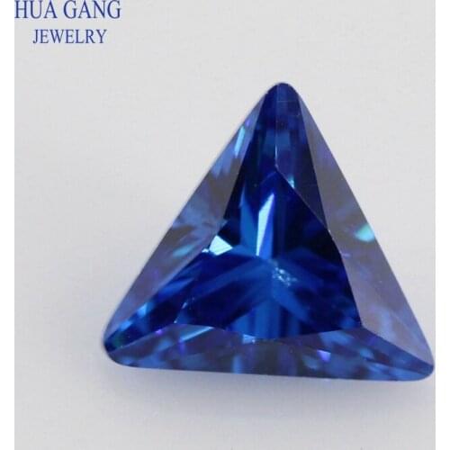 5A Blue Triangle Shape Cubic Zirconia Brilliant Cut Loose CZ Stone Synthetic Gems Beads For Jewelry Size 3x3-10x10mm