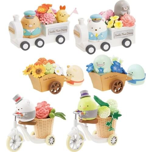 6Box/Set Animal Sumikko Gurashi Flower Delivery Riding a Flower Car Action Figure Toys Kawaii Sumikkogurashi Figure Gifts