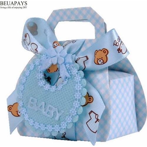 60pcs Bib Hi Candy Box Creative Packaging Boxes baby shower its a boy its a girl birthday gift Butterfly knot made of cartoon