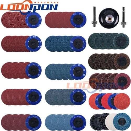 75pcs 50mm Sanding Disc Pad set 2inch Roll Lock Sanding Discsfor Metal Wood Polishing Abrasive Sanding Disc