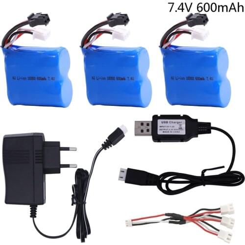7.4V 600mAh 18350 lipo battery with Charger cable for H100 H102 7.4v Li-ion Battery for S1 S2 S3 S4 S5 High Speed RC boat toy 2S