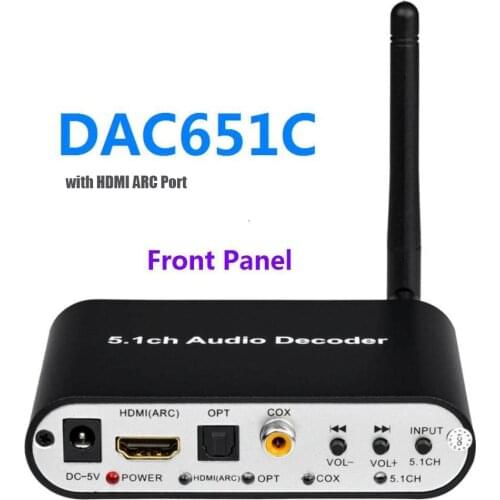 Bluetooth DAC 5.1CH Audio Decoder HDMI-Compatible ARC PC-USB Optical Coaxial U play to 5.1ch 3.5MM Jack DAC Converter For AMP