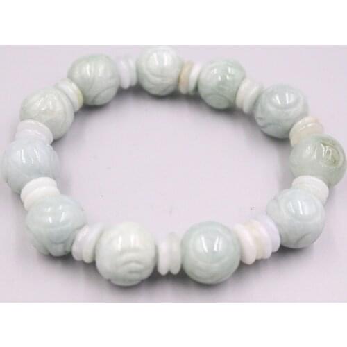 Natural Jasper Bracelet Width 13mm Pattern Beads Link Chain Diameter 55-60mm For Woman Man