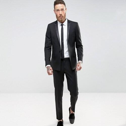 Formal Business Black Men Suits Groom Wedding Blazer 2 Pieces Jacket Pants Latest Coat Pant Designs Terno Masculino Prom Wear