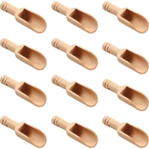 Wooden Scoops Mini Bath Salts Scoop Coffee Bean Tea Flour Sugar Spices Spoon Cooking Baking Kitchen Set of 35