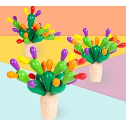 Wooden Balance Cactus Toddler Toys Detachable Building Blocks Early Childhood Development Intellectual Toys Holiday Gifts