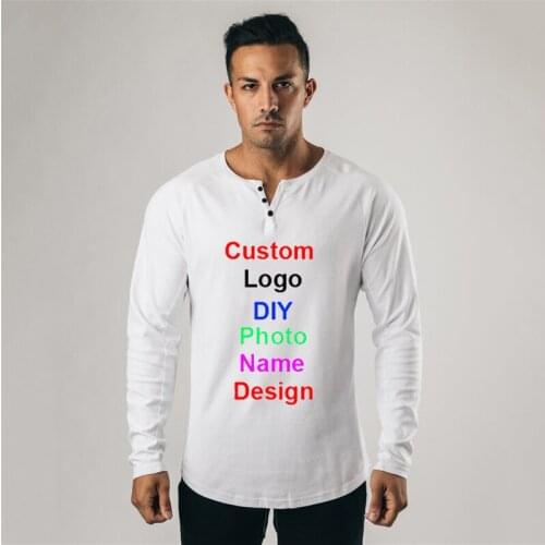 Design Brand Logo/Picture Fitness Mens Fashion Long Sleeve DIY Photo Logo Sports Autumn and Winter Trend Slim Sports T Shirt