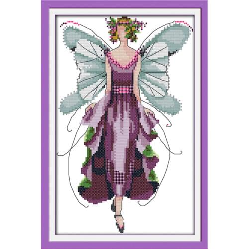 Violet fairy cross stitch kit cartoon beauty print stamped 14ct 11ct hand embroidery DIY handmade needlework supplies bag