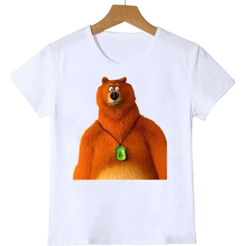 Grizzy Bear Animal Print T-shirt Funny Kids Clothes Sunlight Girls Boys Funny Kawaii Children Clothing Lemmings T Shirts