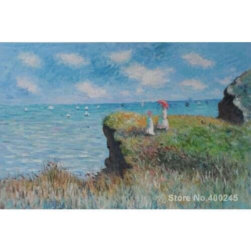 Canvas Art online Claude Monet Paintings Cliff Walk at Pourville aRT High quality Hand painted