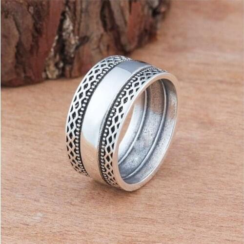 Band Thumb Ring Unisex Bali Swirl Braided Rope Wide Sizes 6-10 NEW
