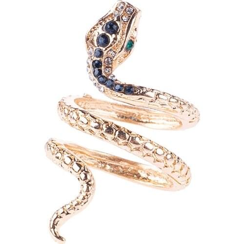 Animal Jewelry Wholesale Fashion Rose Gold Snake Rings For Women Heavy Metals Punk Rock Crystal Ring Vintage Jewelry