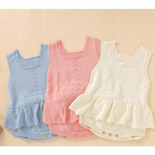 Autumn Infant Kids Baby Girl Sleeveless Braces Jumpsuit Newborn Baby Girl Pure Color Hollow Out Rompers Baby Clothes Rompers