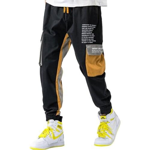 YongheJia Summer Mens Casual Pocket Pant Tri-color Splicing Design Men Clothing Cargo Pants