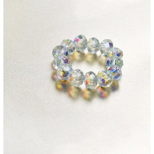 Minimalist Colorful Crystal Bead Elastic Ring For Women Adjustable Jewelry Party Geometric Finger Rings Anillos De Mujer