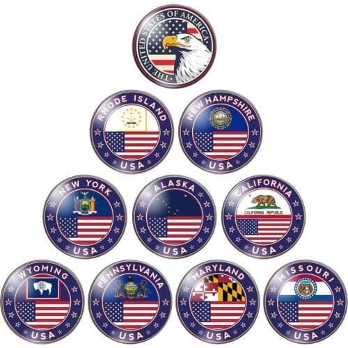 Fashion New American USA State Flag 8-30mm DIY Glass Cabochon Flat Back Resin Cabochons Cameo for American Men Women gift