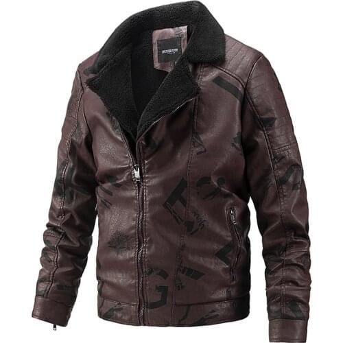 Mcikkny Men Winter Pu Leather Jackets And Coats Fur Collar Motorcycle Outwear Tops For Male SIze M-XXL Windbreak